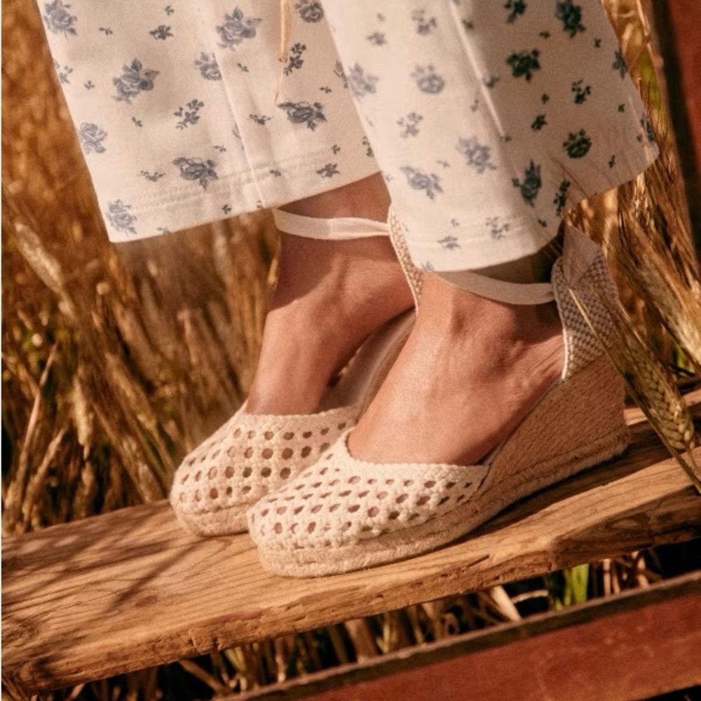 Sezane Melodie Espadrilles Ecru Cotton
